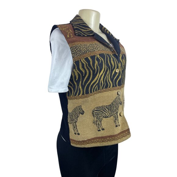 Dressbarn Women's Brown Zebra Pattern Vest Sz M - Picture 2 of 8